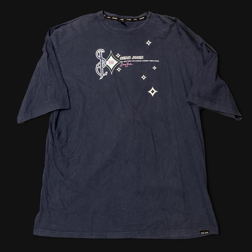 Sean Jean vintage 00s navy embroidered t shirt hip hop XXL/24